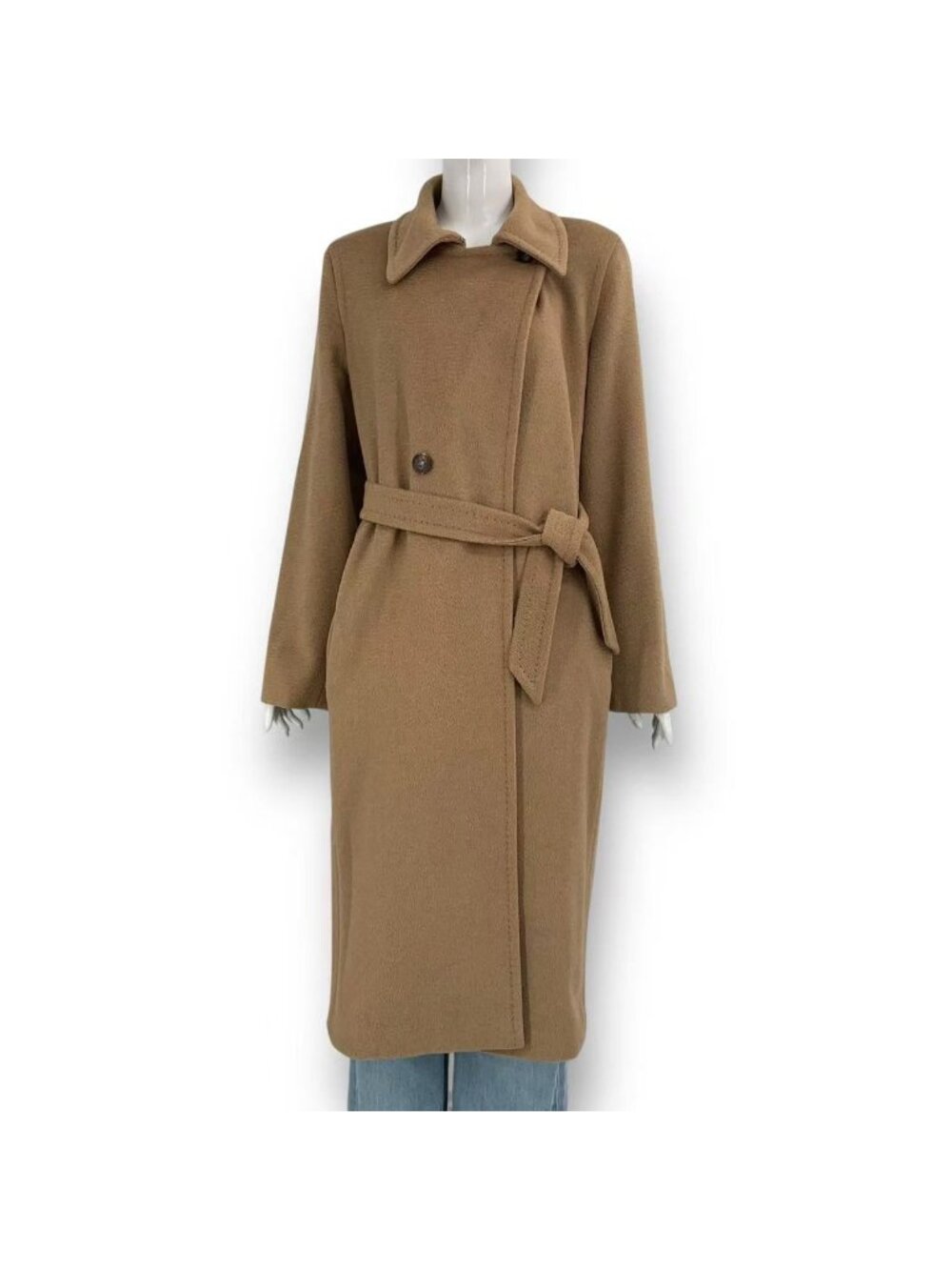 Max Mara Long Length Belt Wrap Coat Beige 42